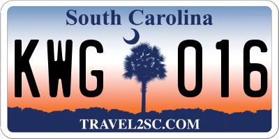 SC license plate KWG016