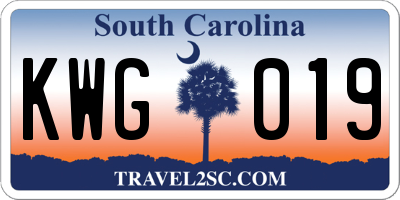 SC license plate KWG019