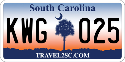 SC license plate KWG025