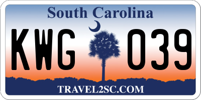 SC license plate KWG039