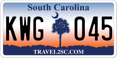 SC license plate KWG045