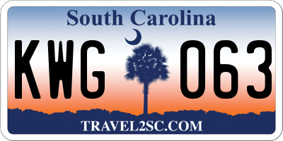 SC license plate KWG063