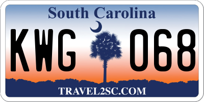 SC license plate KWG068