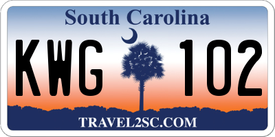 SC license plate KWG102