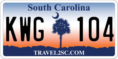 SC license plate KWG104