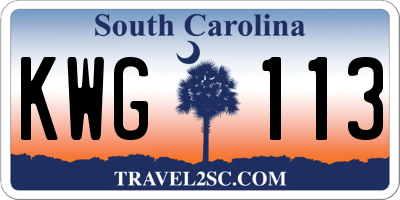 SC license plate KWG113