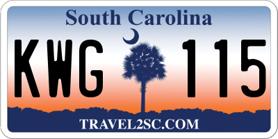 SC license plate KWG115