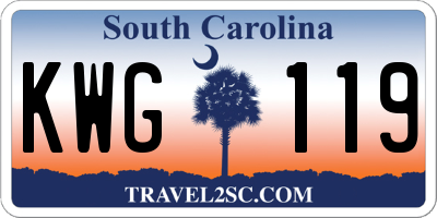 SC license plate KWG119