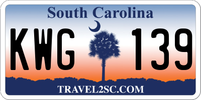 SC license plate KWG139
