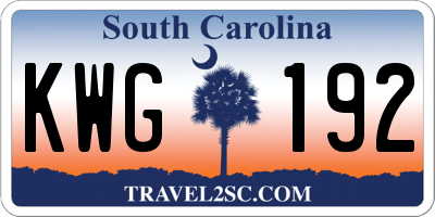 SC license plate KWG192