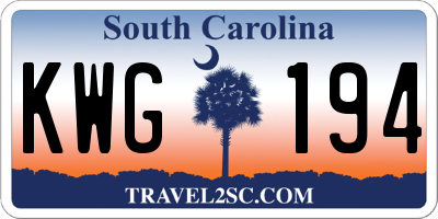 SC license plate KWG194