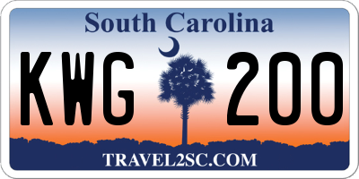 SC license plate KWG200