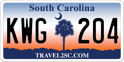 SC license plate KWG204