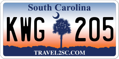 SC license plate KWG205