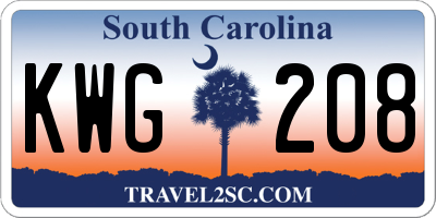 SC license plate KWG208