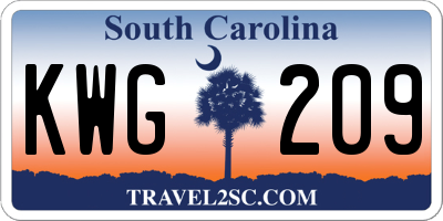 SC license plate KWG209
