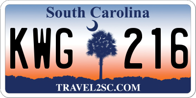 SC license plate KWG216