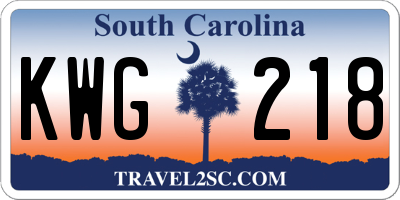 SC license plate KWG218