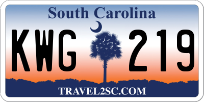 SC license plate KWG219