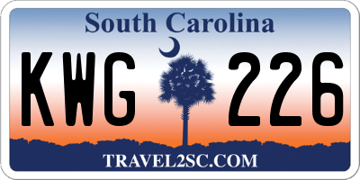 SC license plate KWG226