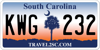 SC license plate KWG232