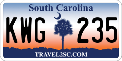 SC license plate KWG235