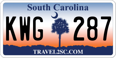 SC license plate KWG287