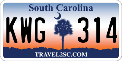 SC license plate KWG314