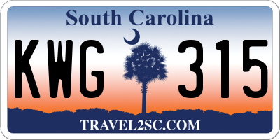 SC license plate KWG315