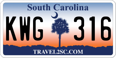 SC license plate KWG316
