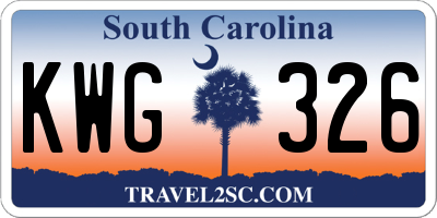 SC license plate KWG326