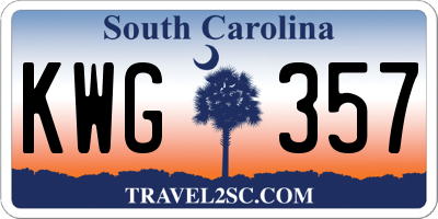 SC license plate KWG357