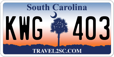 SC license plate KWG403
