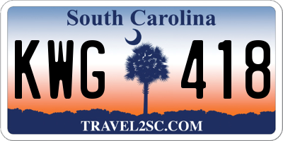SC license plate KWG418