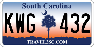 SC license plate KWG432