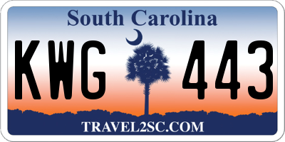 SC license plate KWG443