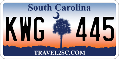 SC license plate KWG445