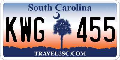 SC license plate KWG455