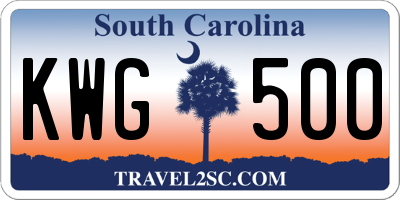 SC license plate KWG500
