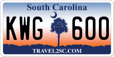 SC license plate KWG600