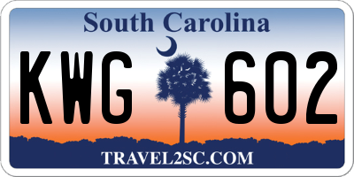 SC license plate KWG602