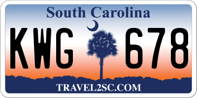 SC license plate KWG678