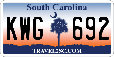 SC license plate KWG692