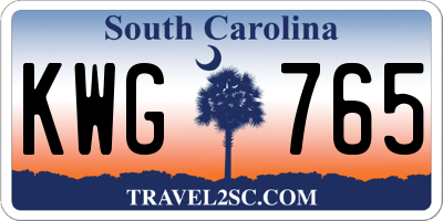 SC license plate KWG765