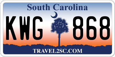 SC license plate KWG868