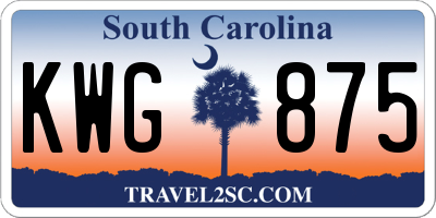 SC license plate KWG875