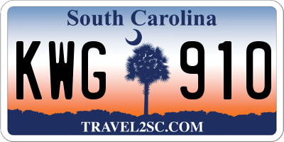 SC license plate KWG910