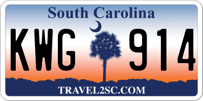 SC license plate KWG914