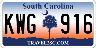 SC license plate KWG916