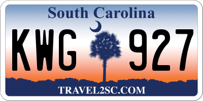 SC license plate KWG927